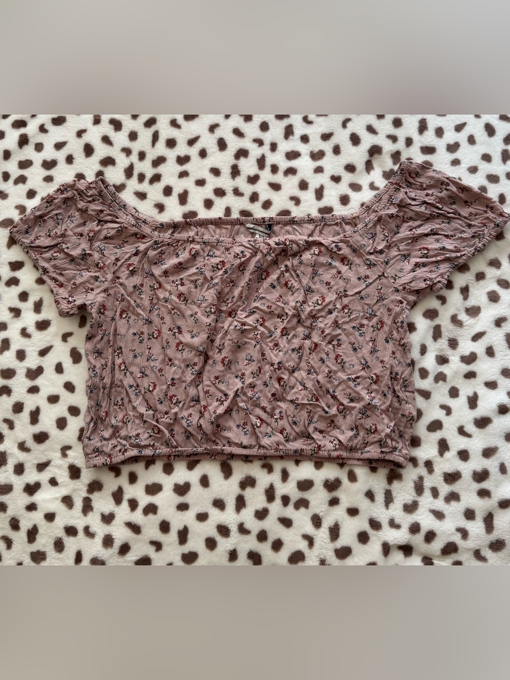 American Eagle Outfitters Mauve Pink Floral Off-Shoulder Crop Top